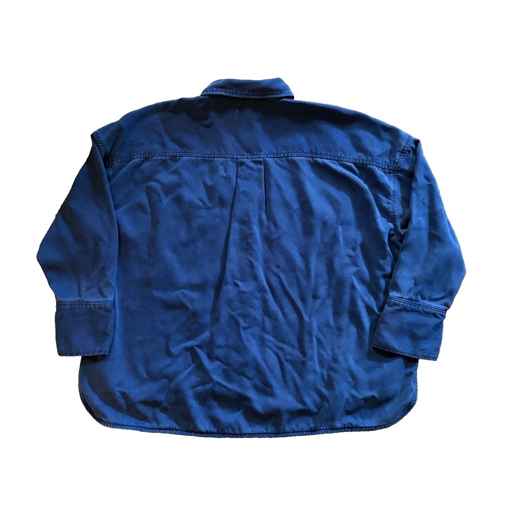 Everlane Button Up Shirt Womens L Blue 3/4 Sleeve Boxy Preppy Classic Minimalist - Picture 3 of 7